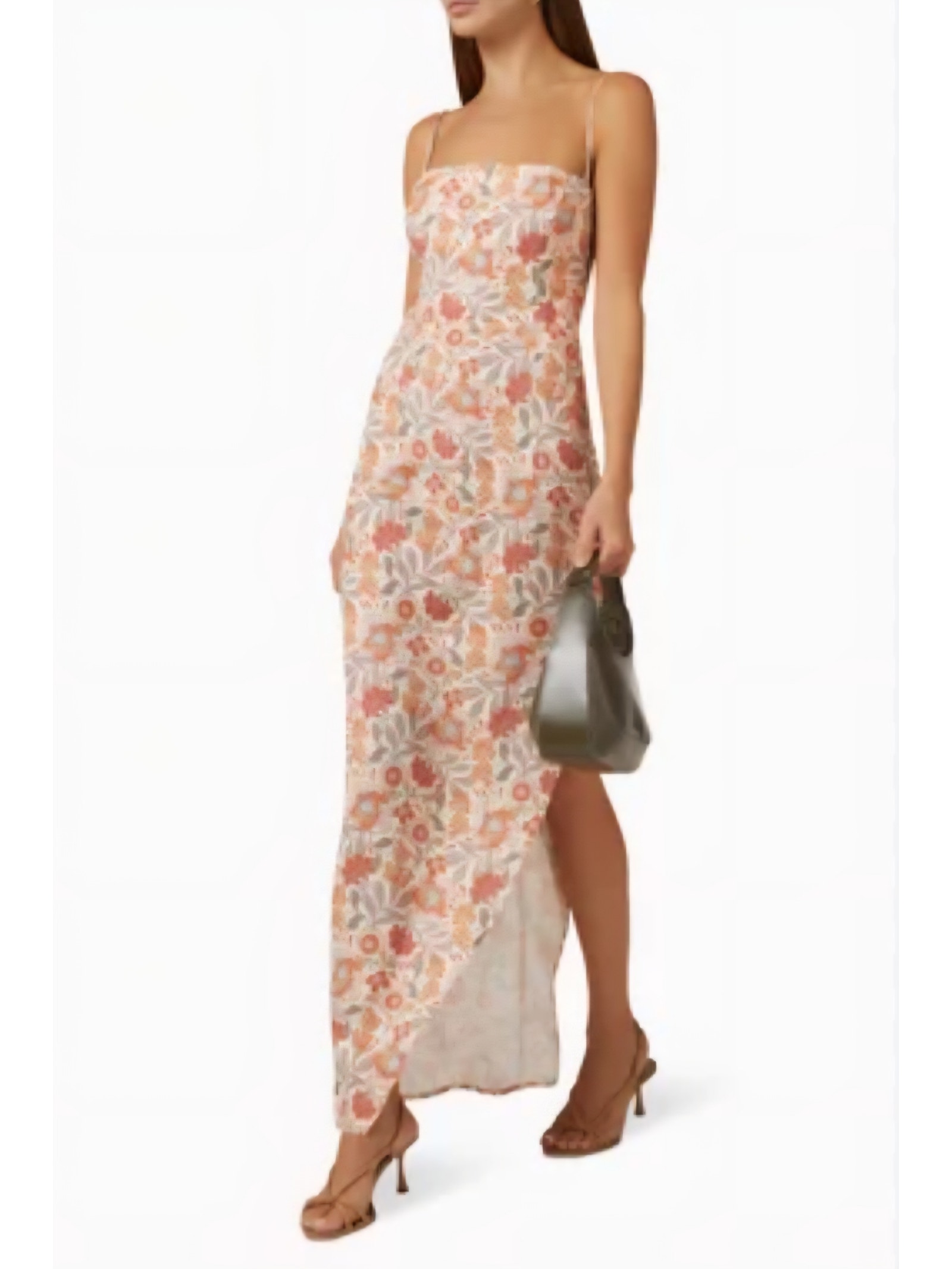 Rumer The Label Solandis White Floral Linen Maxi Dress Medium Backless Nwt